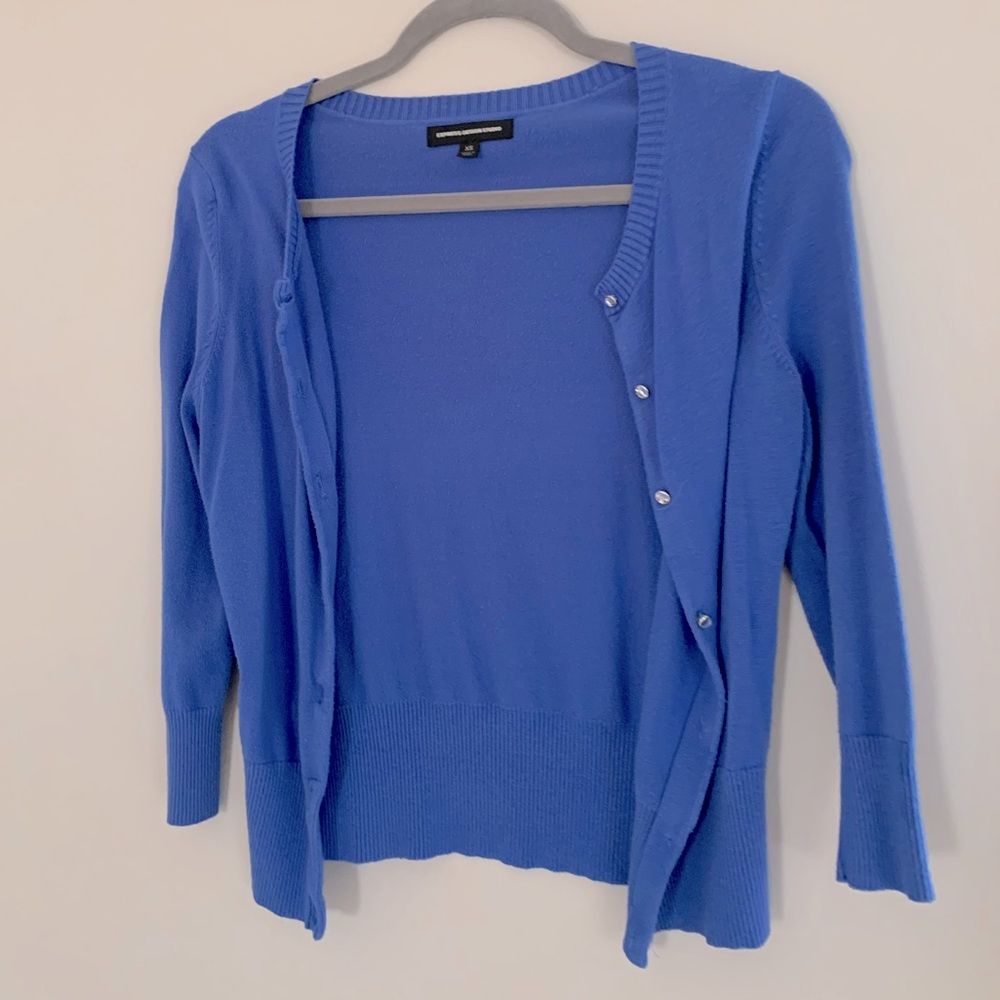Cornflower blue 3/4-sleeve cardigan